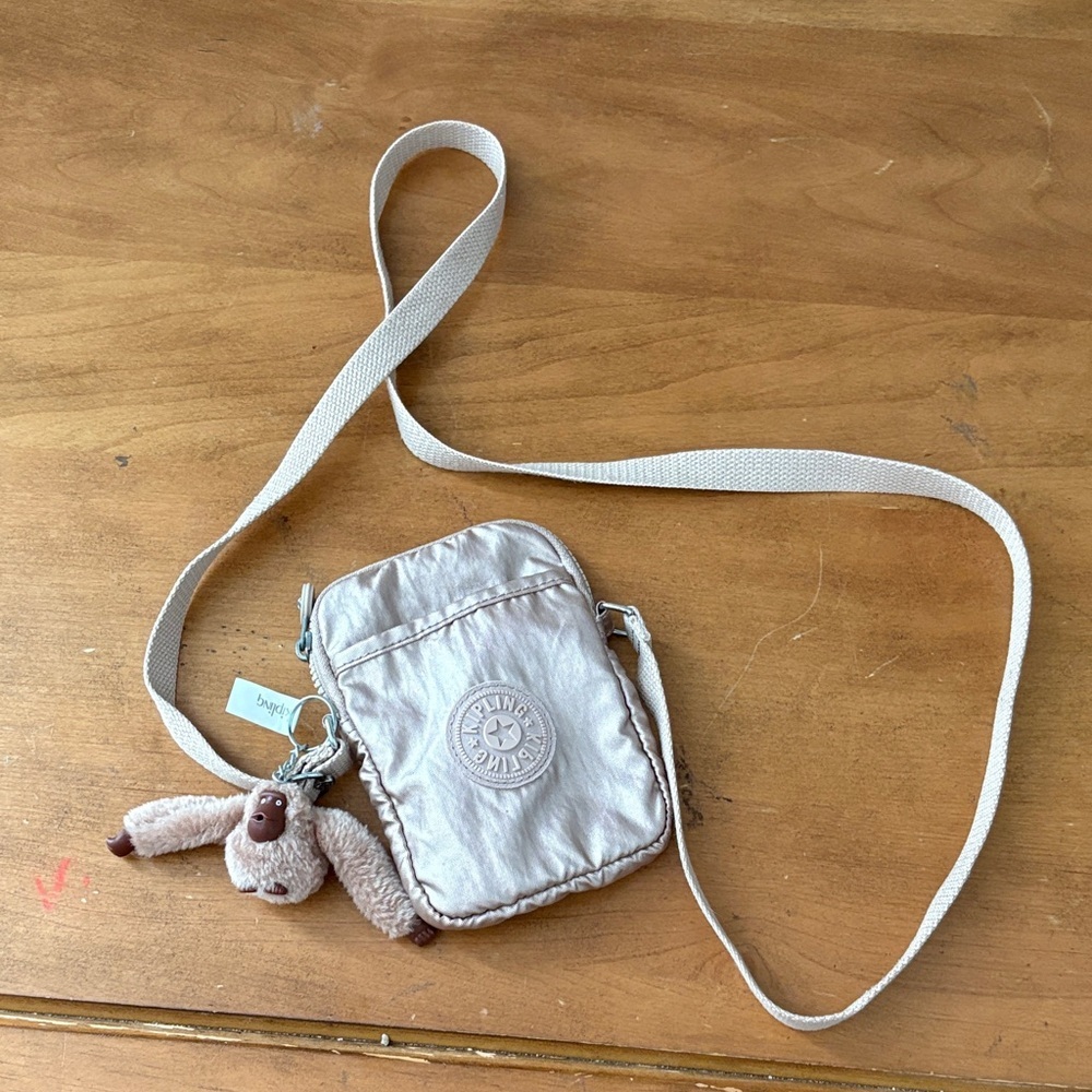 Kipling Tally Metallic Crossbody Bag with Plush Keychain